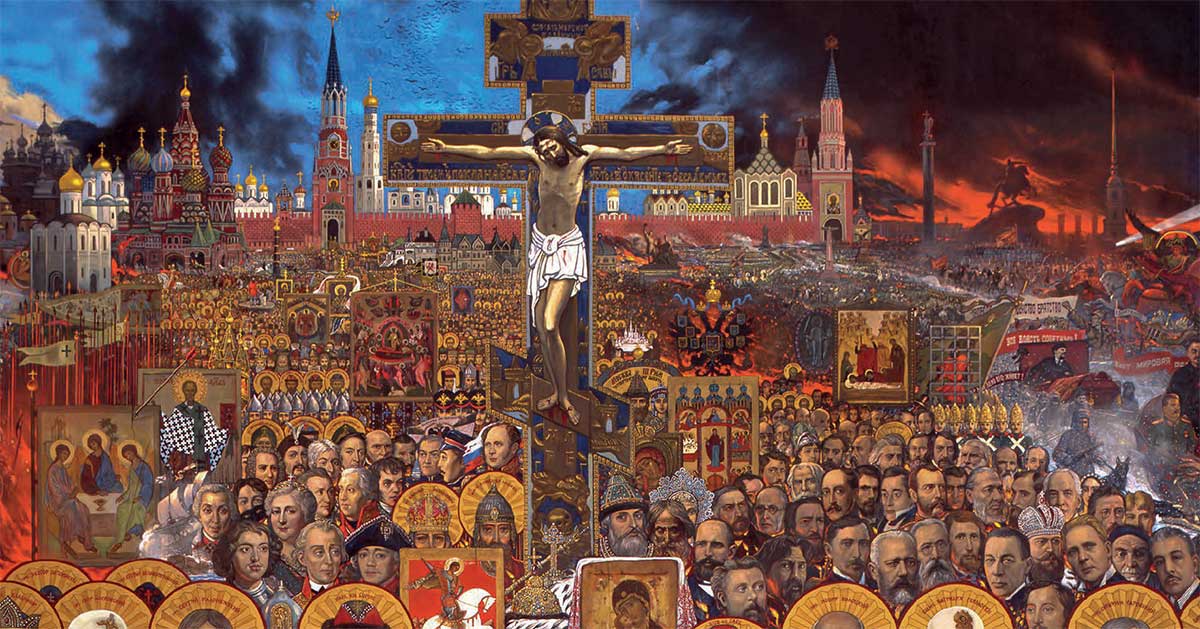 Eternal Russia. IIl'ja Sergeevic Glazunov. Oil on canvas, acrylic, 1988