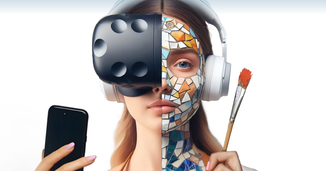 donna con visore e pennello